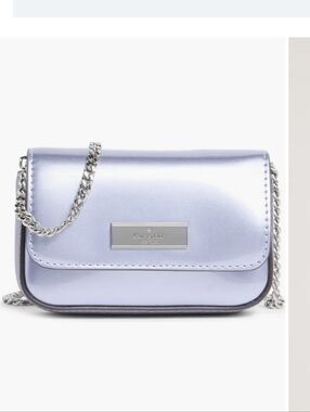 Kate Spade Metallic Purple Patent Card Case on Chain Crossbody RARE